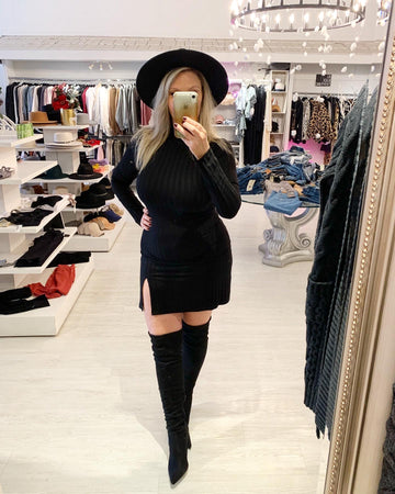 SALMA RIBBED TURTLE NECK DRESS