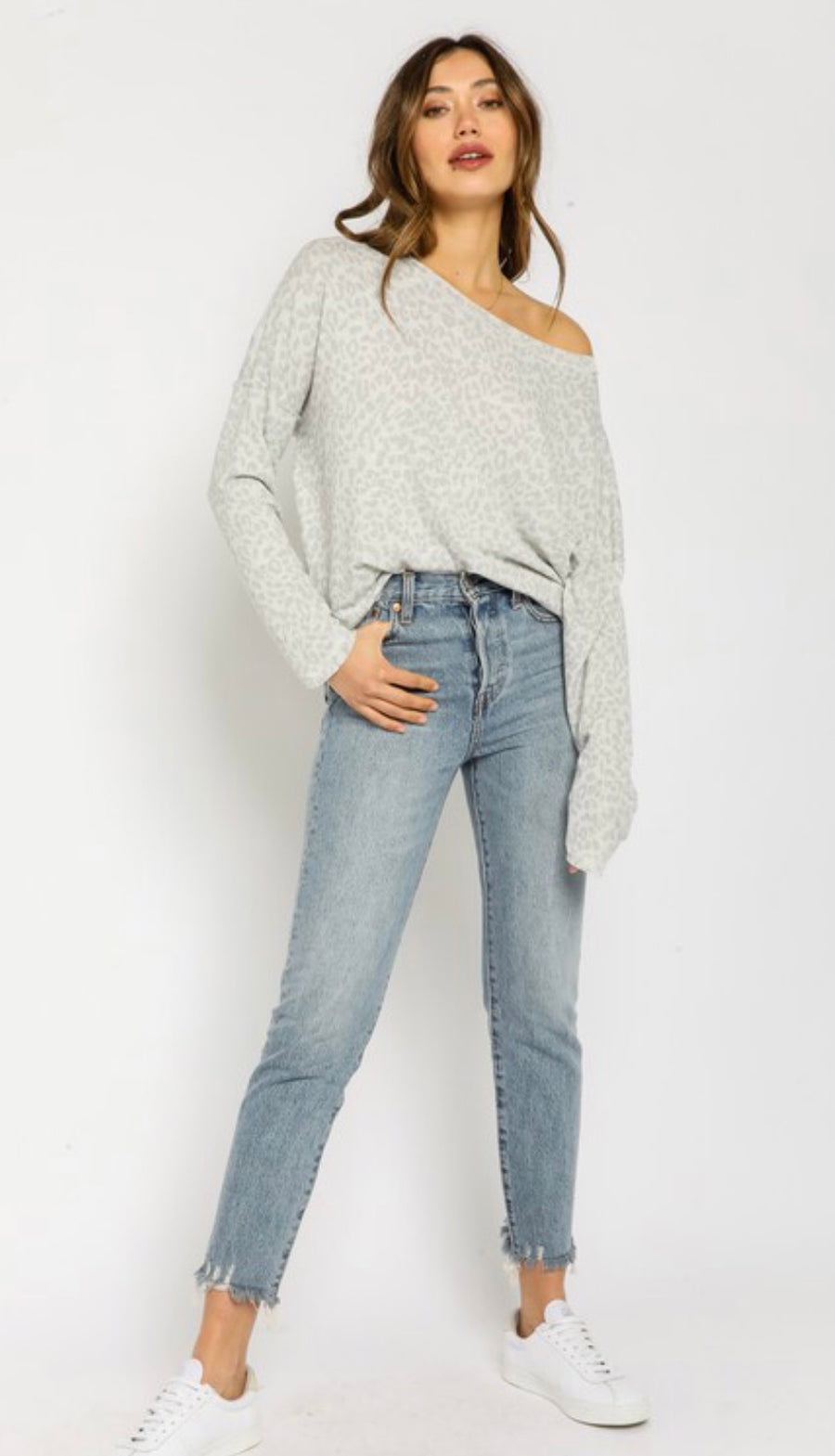 LISA LEOPARD OFF SHOULDER TOP