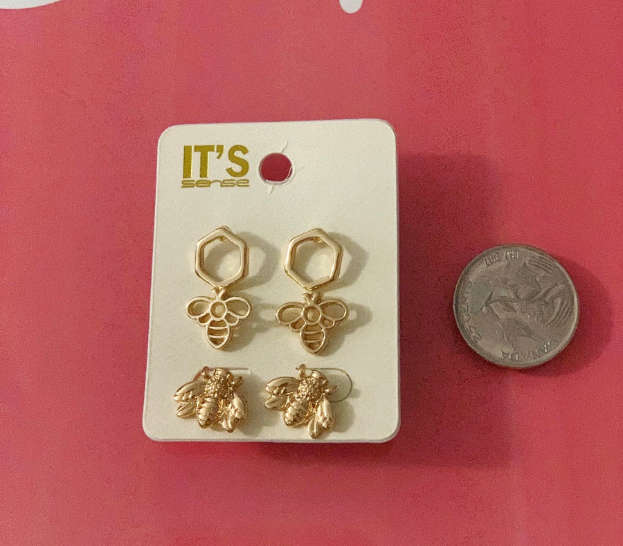 Triple Pack Bee Earrings