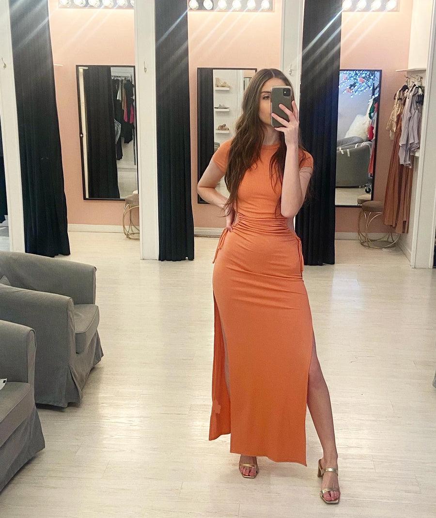 VOLTAIRE SIDE DRAWSTRING MAXI DRESS
