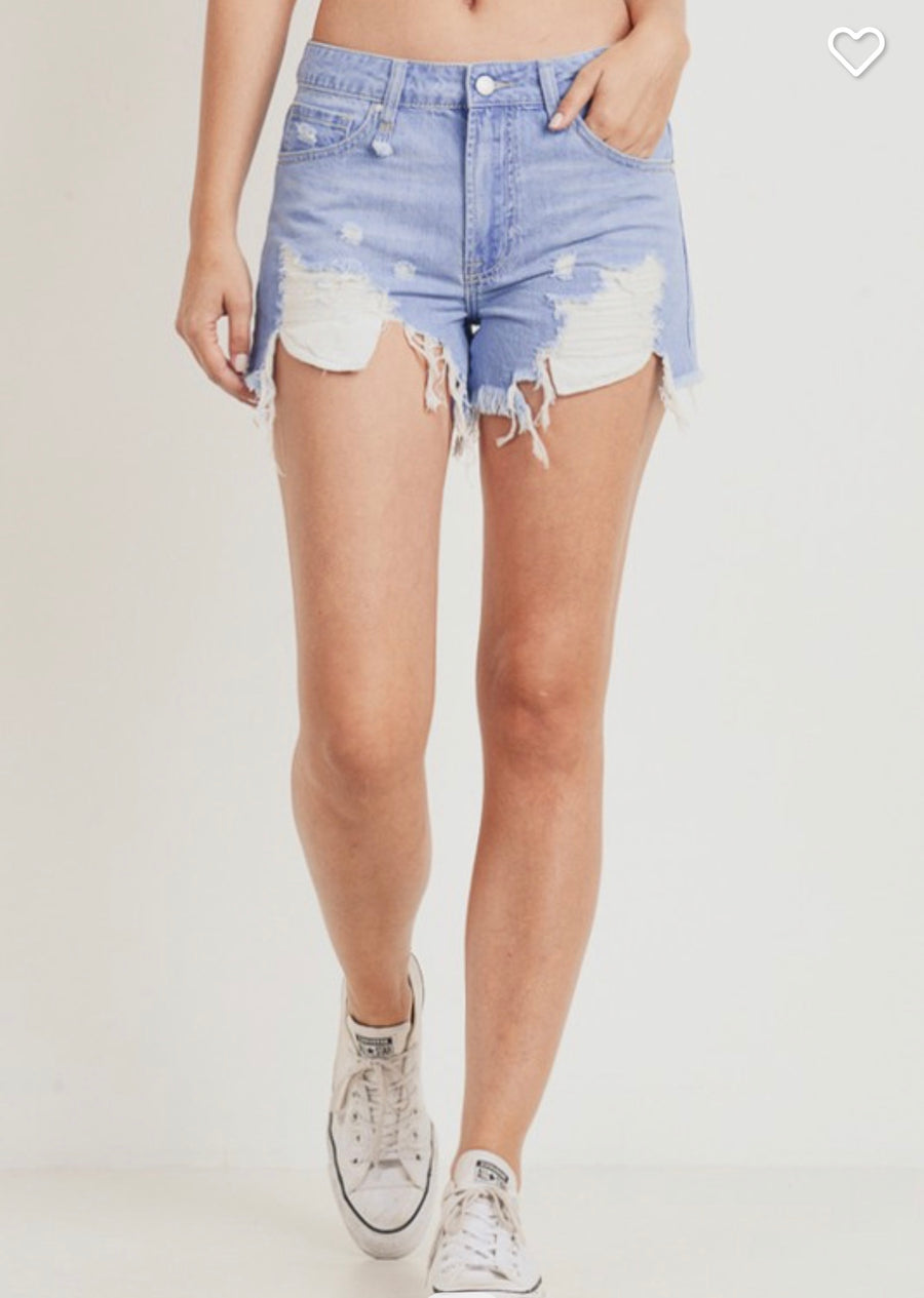 HOGAN DISTRESSED DENIM SHORTS