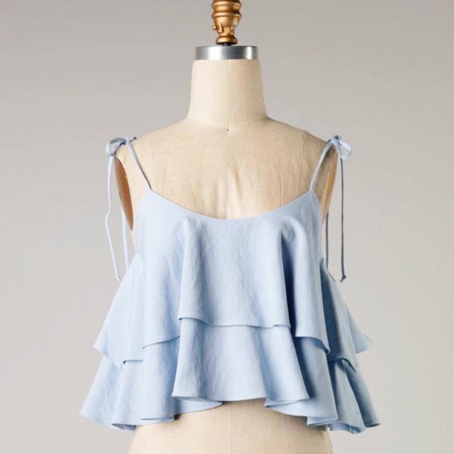 VIOLETA RUFFLE CROP TANK BLOUSE