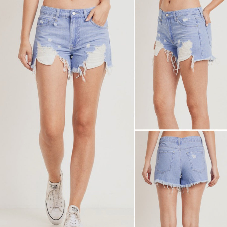 HOGAN DISTRESSED DENIM SHORTS