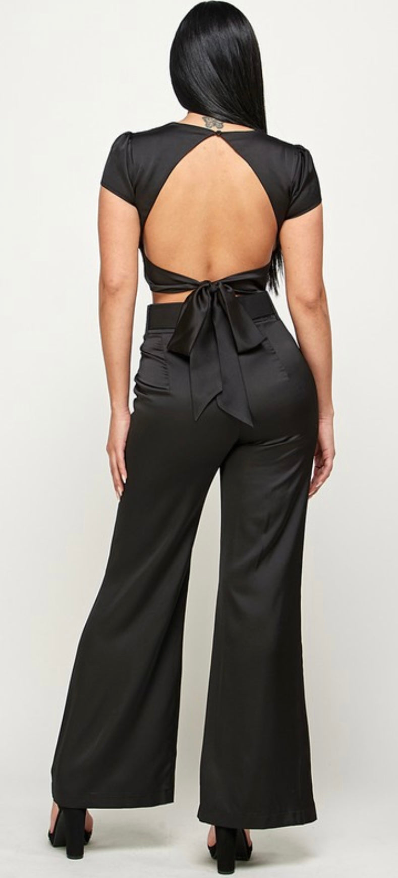 YSABELLA SATIN PANT AND CROP SET