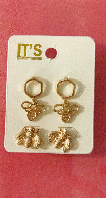 Triple Pack Bee Earrings