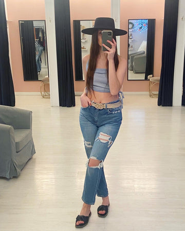 VENUS HALER RUCHED CROP TOP