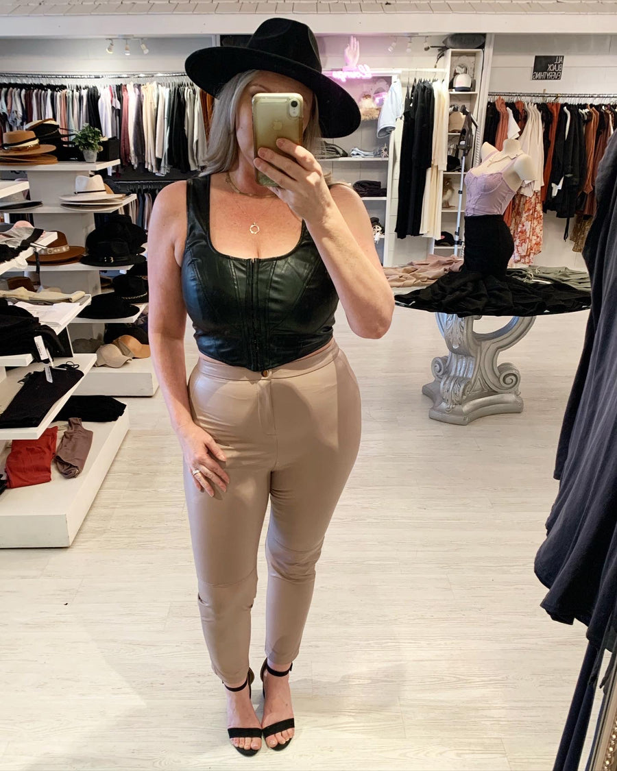 TARYN PLEATHER  CORSET TOP
