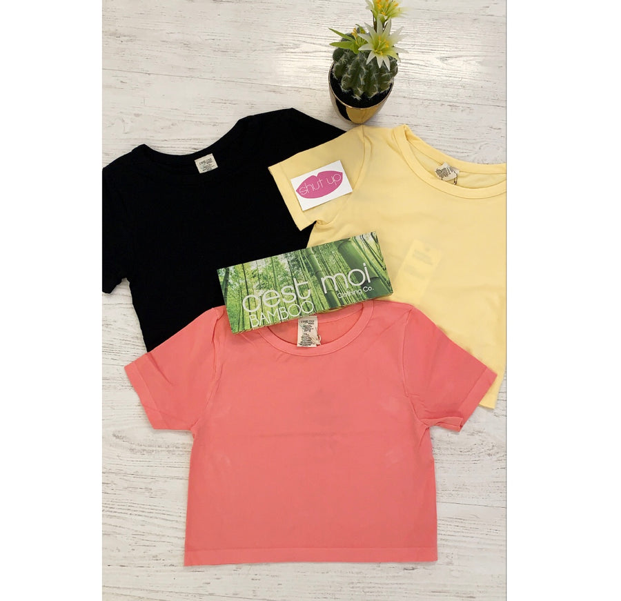 CEST MOI BAMBOO CROP TEE TOP