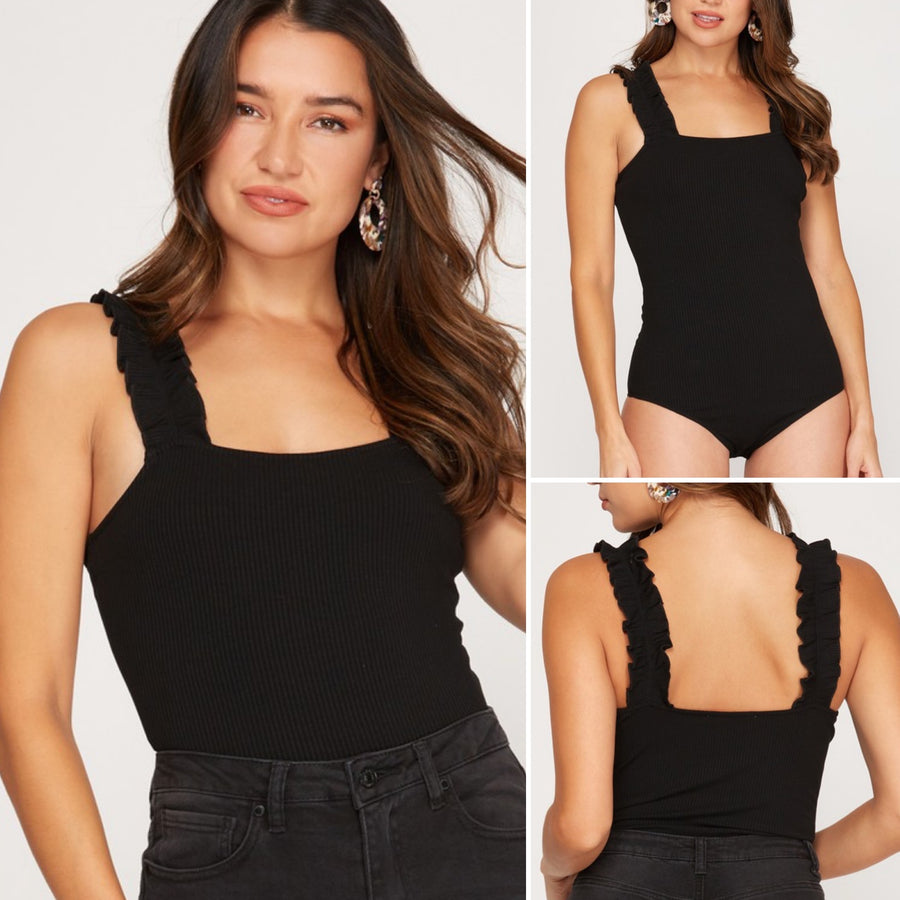 WINNI RUFFLE STRAP BODYSUIT