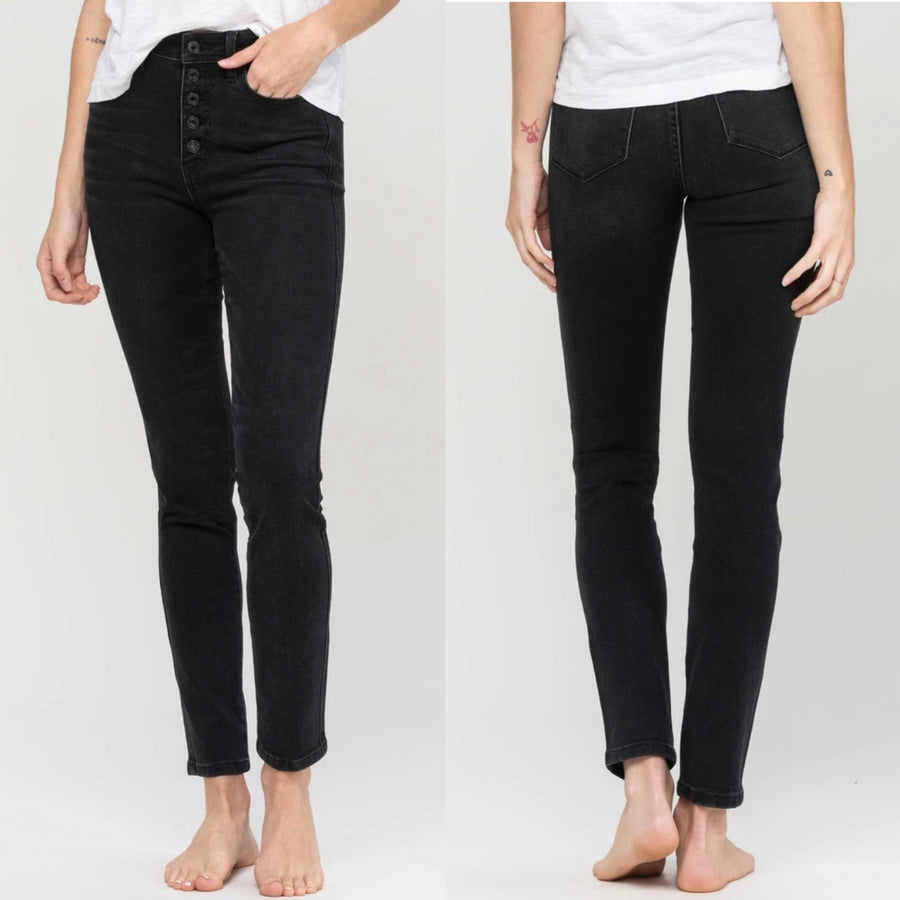VERVET LOVE BUG  HIGH RISE BUTTON SKINNY