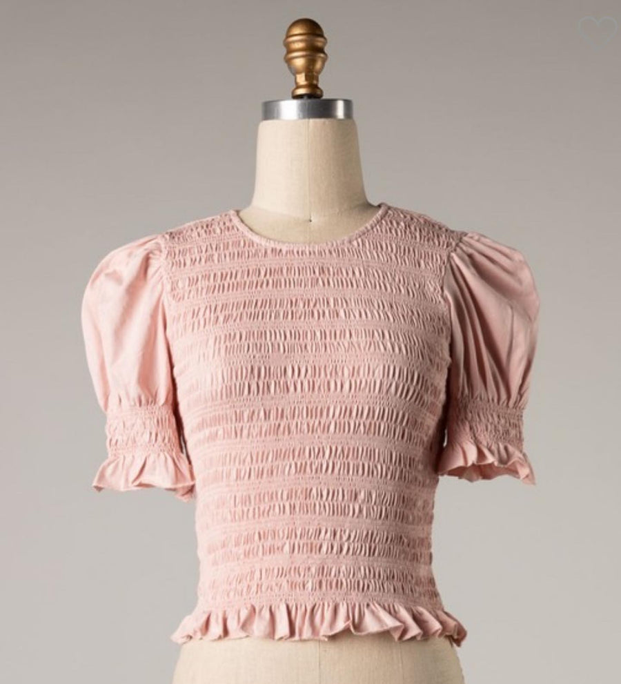 VELDA SMOCK TOP RUFFLE SLEEVE
