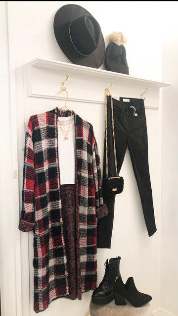 ROSLYN BUFFALO PLAID CARDI