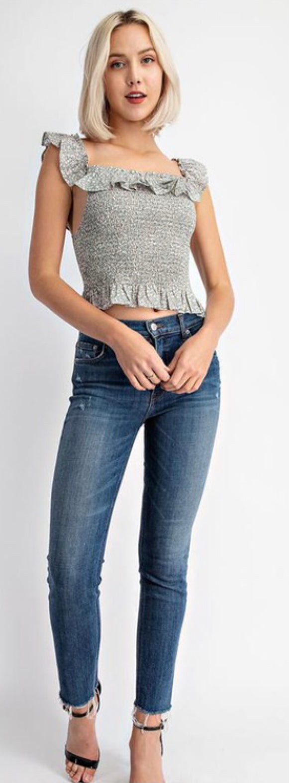 OLIVETTE SHIRLED FLORAL TANK