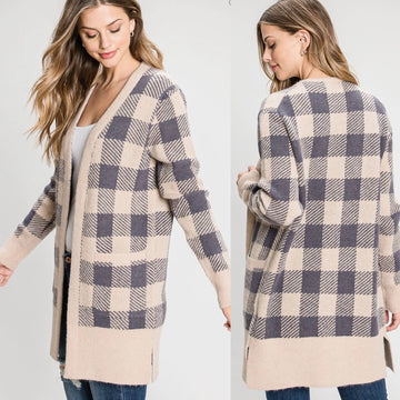QUINN BUFFALO CHECK CARDI