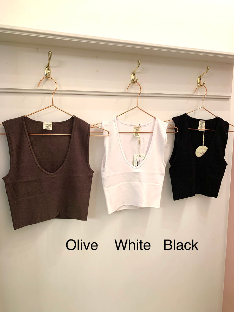 CEST MOI BAMBOO DEEP V RIB TOP