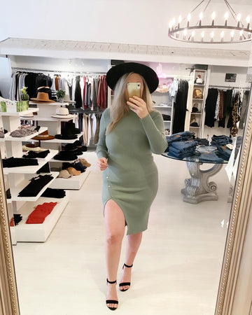 TANGA SWEATER DRESS W SIDE SLIT