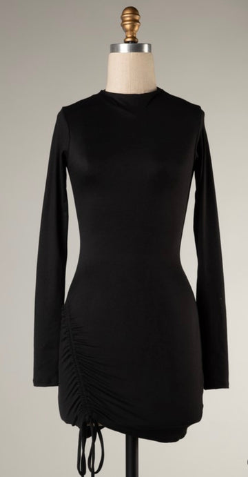 VERO LS DRESS WITH SIDE DRAWSTRING