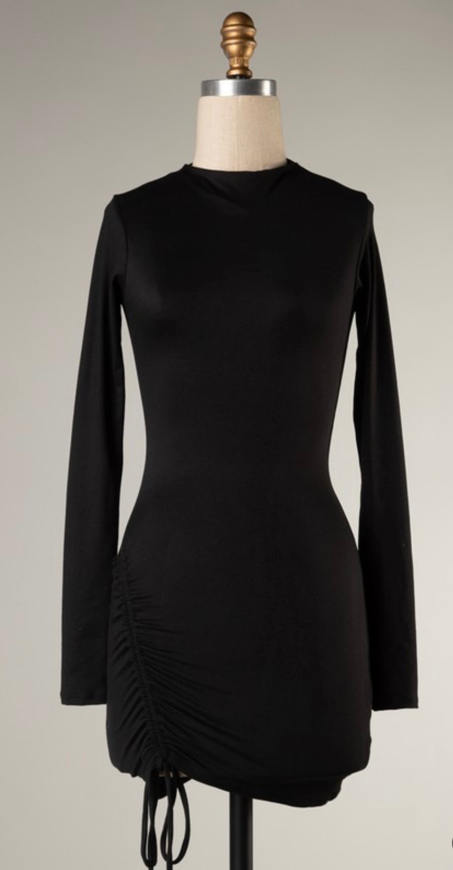 VERO LS DRESS WITH SIDE DRAWSTRING
