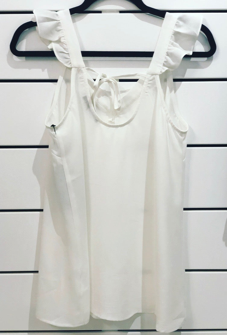 OPEN BACK TOP WITH RUFFLE STRAP