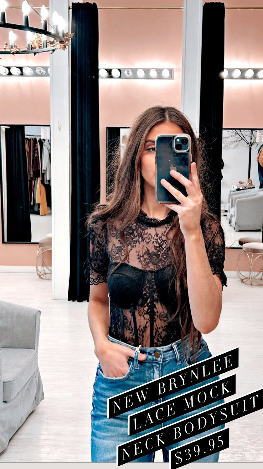 BRYNLEE LACE MOCK NECK BODYSUIT